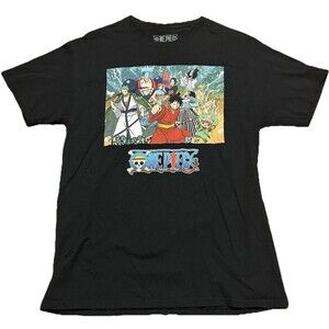 One Piece Wano Arc Anime Graphic T-Shirt Medium Black Luffy Zoro Chopper